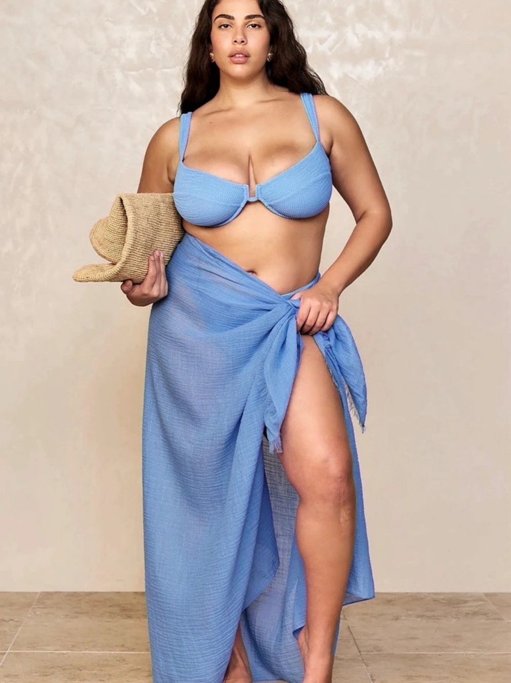 Monday Swimwear St. Tropez Sarong - Azure Crinkle Linen